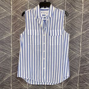 Blue and White Striped Button Down Blouse